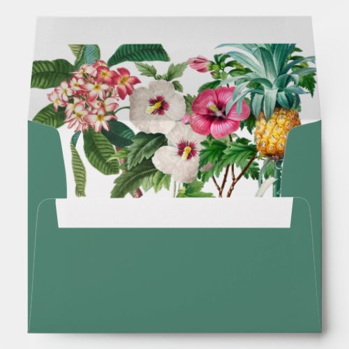 Tropical Flowers  Greenery 5x7 Wedding  Envelope