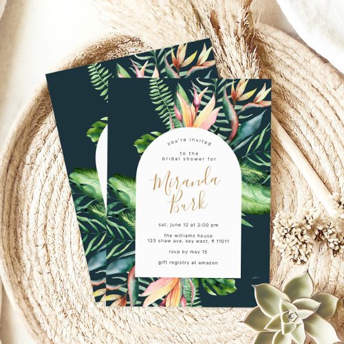 Tropical Flowers Greenery Bridal Shower Invitation