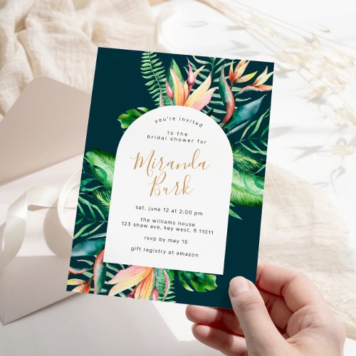 Tropical Flowers Greenery Bridal Shower Invitation