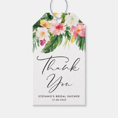 Tropical Flowers Greenery Bridal Shower Thank You Gift Tags