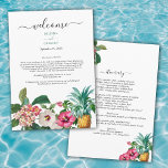 Tropical Flowers & Greenery Wedding Itinerary  Program<br><div class="desc">A beautiful tropical watercolor flowers and greenery wedding design. A unique design that uses watercolor vintage botanicals such as Hibiscus, Plumeria and Pineapple palms. A modern white and tropical floral design with a dash of greenery. A chic wedding Itinerary program design with modern elements. Matching wedding invitations and other stationery...</div>