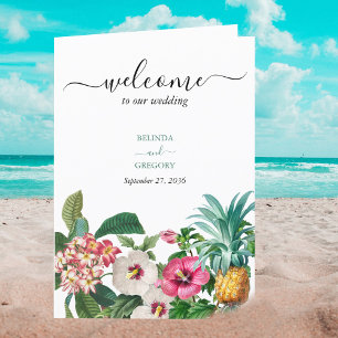 Tropical Flowers Greenery Wedding Order of Service Program