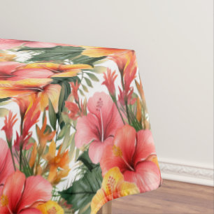 Tropical Flowers Hibiscus Tablecloth