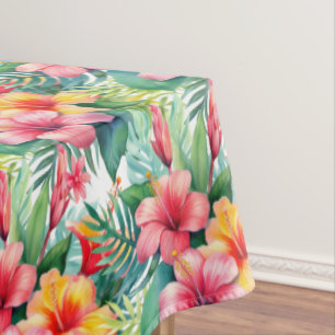 Tropical Flowers Hibiscus Tablecloth