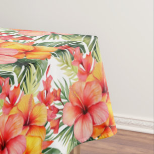 Tropical Flowers Hibiscus Tablecloth