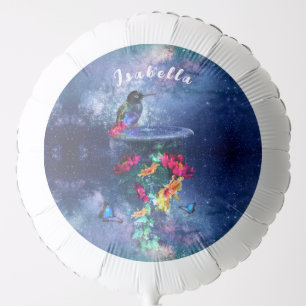 Tropical flowers,hummingbird,butterfly and stars Balloon