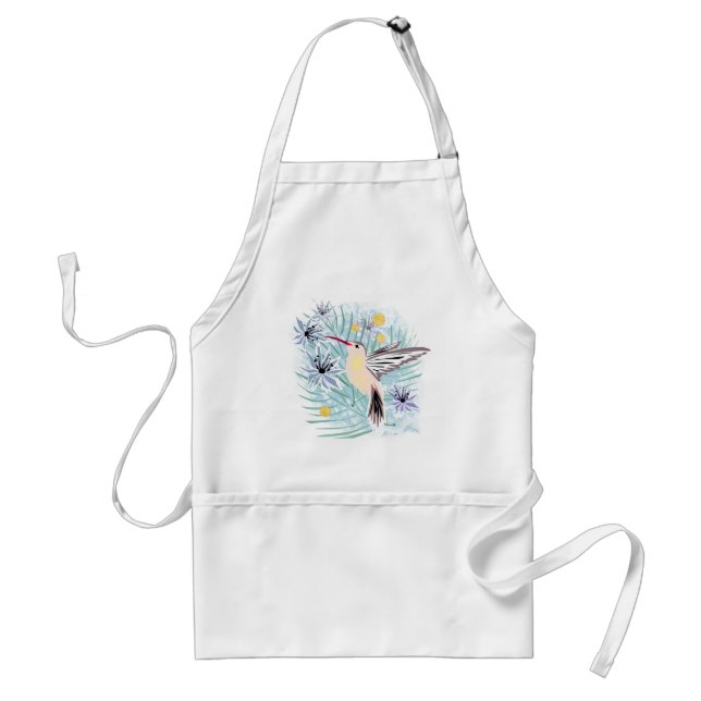 Tropical flowers, hummingbirds. adult apron (Front)