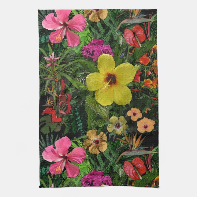 Tropical Flowers 🌺 Kitchen Towel (Vertical)