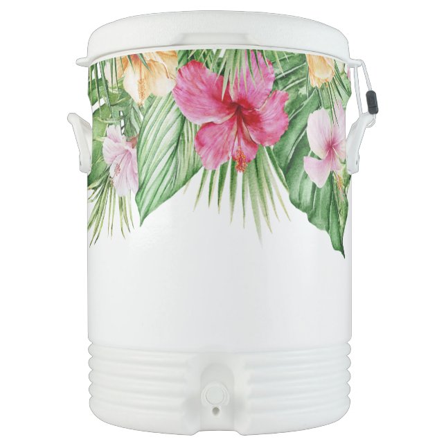 Tropical Flowers Large Igloo Beverage Cooler (Front)