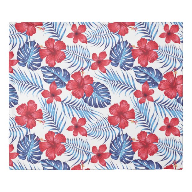 Tropical Flowers Leaves Duvet Cover (Front)