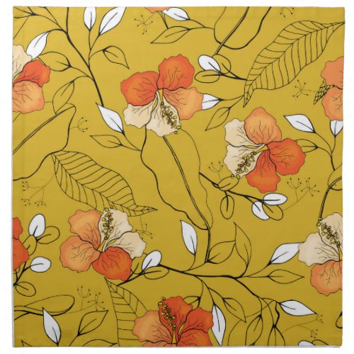 Tropical Flowers Leaves Exotic Wallpaper Cloth Napkin