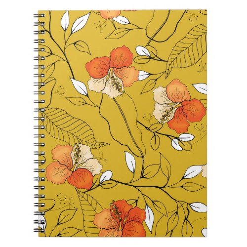 Tropical Flowers Leaves Exotic Wallpaper Notebook