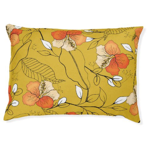Tropical Flowers Leaves Exotic Wallpaper Pet Bed