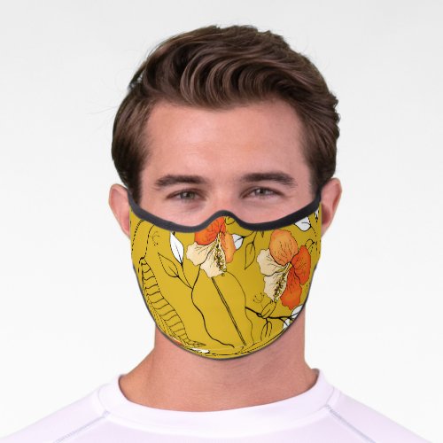 Tropical Flowers Leaves Exotic Wallpaper Premium Face Mask