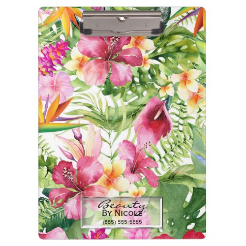 Tropical Flowers  Leaves Hawaiian Floral Custom Clipboard
