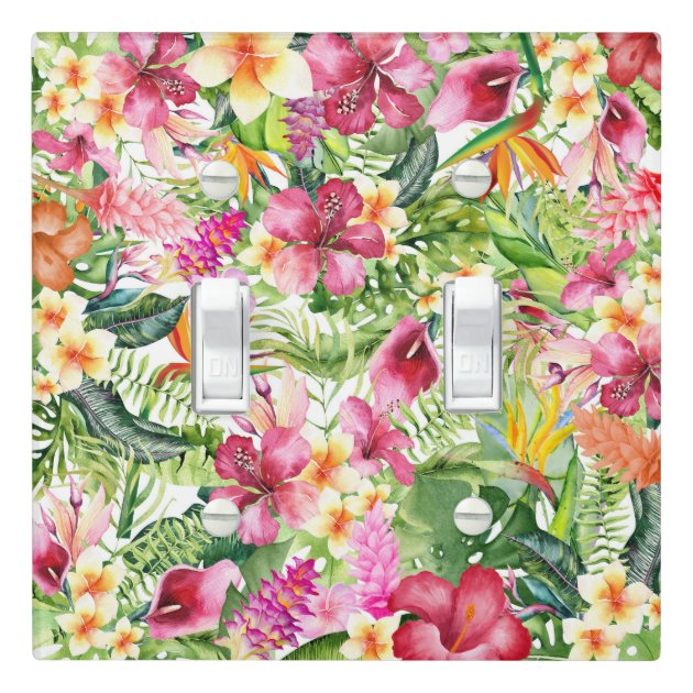 HAWWIIAN LADY EXOTIC TROPICAL FLOWERS LIGHT SWITCH PLATE COVER 