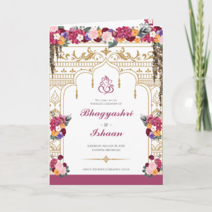 Tropical Flowers & Leaves Hindu Wedding Ceremony Program
