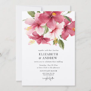 Tropical Flowers & Leaves   Summer Flower Wedding Invitation