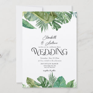 Tropical Flowers & Leaves   Summer Flower Wedding Invitation