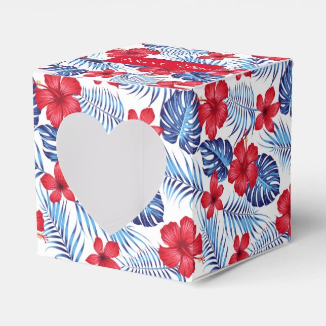 Tropical Flowers Leaves Thank You Favor Box (Front Side)