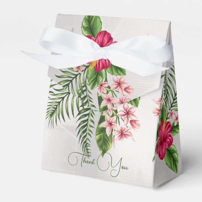 Tropical Flowers & Leaves Wedding Favor Boxes (Front Side)