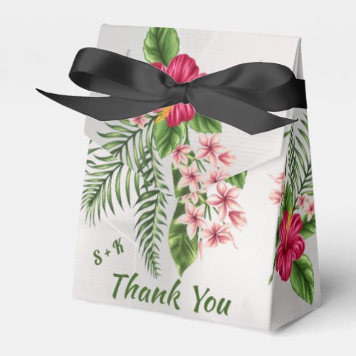 Tropical Flowers  Leaves Wedding Favor Boxes