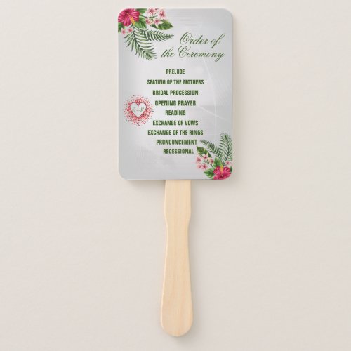 Tropical Flowers  Leaves Wedding Hand Fans