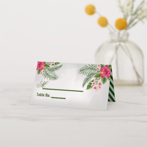 Tropical Flowers  Leaves Wedding Place Cards