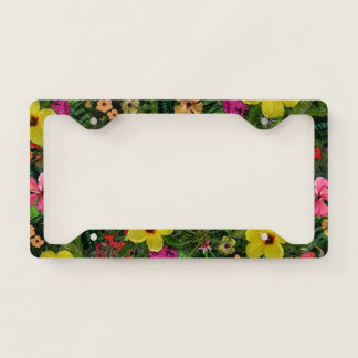 Tropical Flowers License Plate Frame