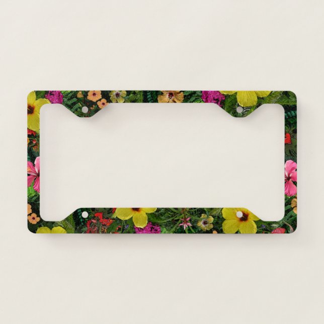 Tropical Flowers License Plate Frame (Front)