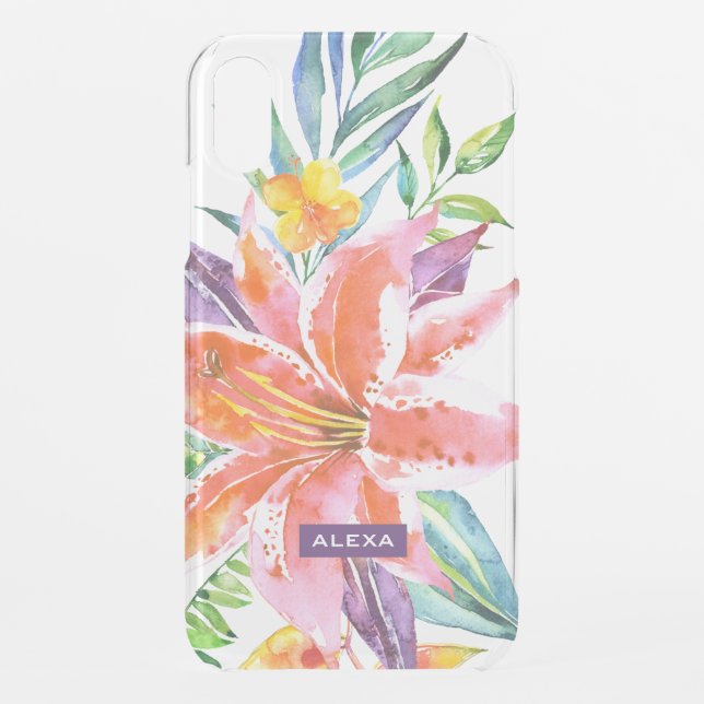 Tropical flowers & Lily bulb bouquet Uncommon iPhone Case (Back)