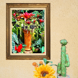 Tropical Flowers Mexico Hacienda Garden Poster