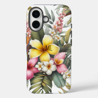 Tropical Flowers Monogram Island Design iPhone 16 Case