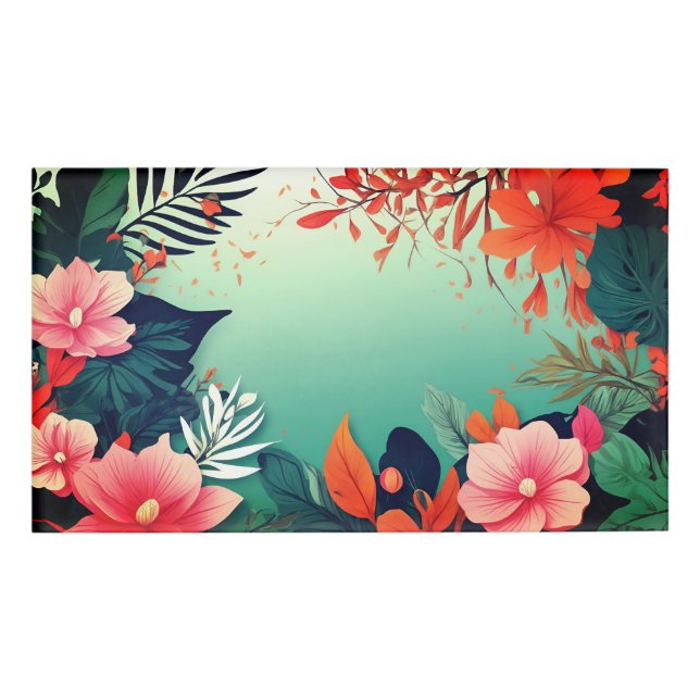 Tropical Flowers Name Tag (Front)