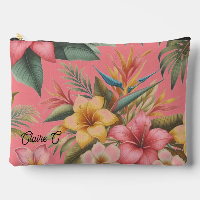 Tropical Flowers Nature Adorned Accessory Pouch (Front)