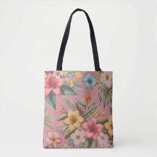 Tropical Flowers Nature Inspired Tote Bag