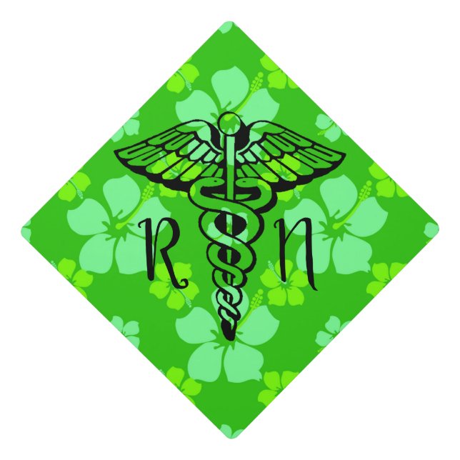 Tropical Flowers Nursing Graduatuion Tassel Topper (Front)