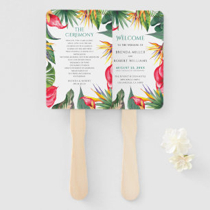 Tropical Flowers Oases Wedding Hand Fan