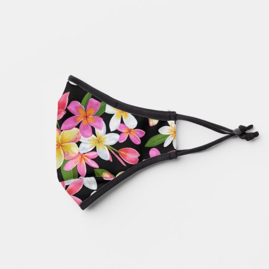 Tropical Flowers on Black Premium Face Mask (Left)