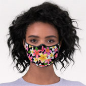 Tropical Flowers on Black Premium Face Mask (Worn)