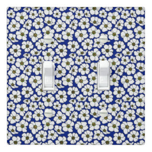 Tropical Flowers On Blue  Light Switch Cover