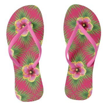Tropical Flowers on Fuchsia Flip Flops Tropical Flowers on Fuchsia Flip Flops
