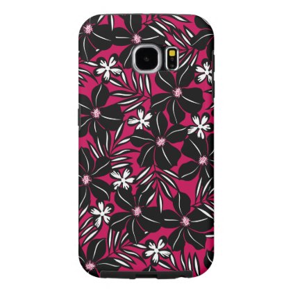 Tropical flowers on red samsung galaxy s6 case