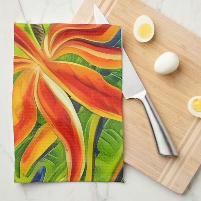 Tropical Flowers One Kitchen Towel (Quarter Fold)