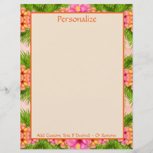 Tropical Flowers Orange Pink Floral Personalized