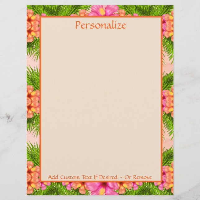 Tropical Flowers Orange Pink Floral Personalized (Front)