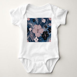 Tropical Flowers Palm Leaves Texture Baby Bodysuit