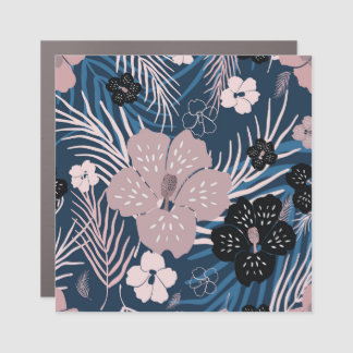 Tropical Flowers Palm Leaves Texture Car Magnet