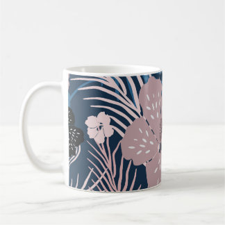Tropical Flowers Palm Leaves Texture Coffee Mug