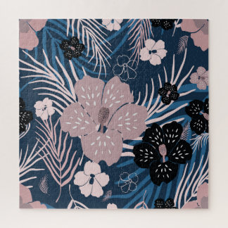 Tropical Flowers Palm Leaves Texture Jigsaw Puzzle